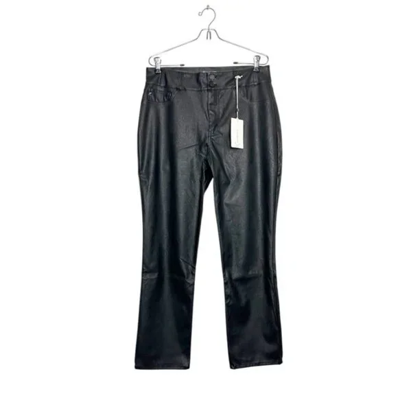 KanCan High Rise Faux Leather Skinny Straight Leg Jeans in Black - Sz 9/28 - NWT